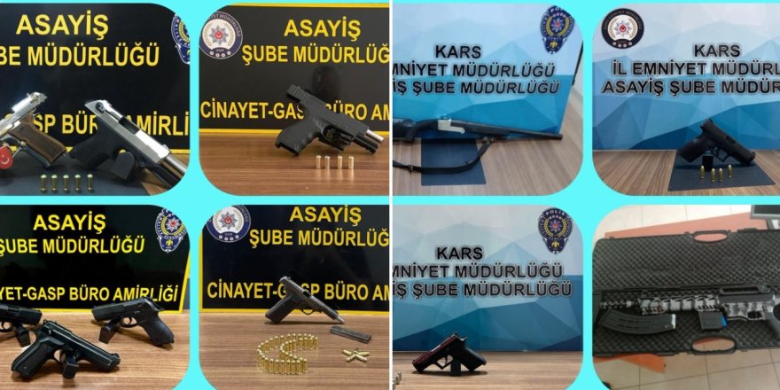 Kars İl Emniyet Müdürlüğü çok sayıda silahı ele geçirerek suçluları yakaladı