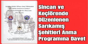 Sincan ve Keçiören'de Düzenlenen Sarıkamış Şehitleri Anma Programına Davet